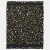 黒および金ゴールド音楽ノート毛布 フリースブランケット (正面)