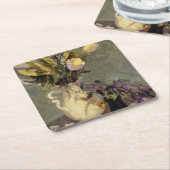 黒および金ゴールド スクエアペーパーコースター (アングル)