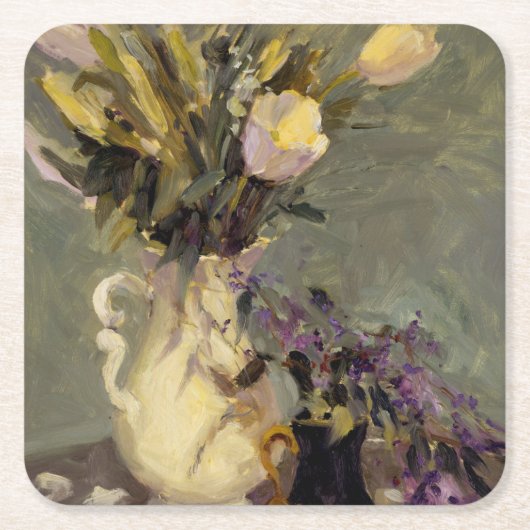 黒および金ゴールド スクエアペーパーコースター (正面)