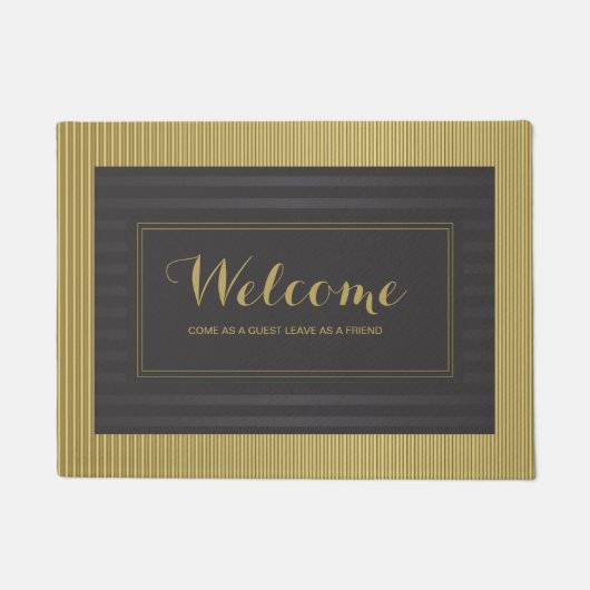 黒および金ゴールド ドアマット (正面)