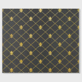 黒および金ゴールド。 (紋章の)フラ・ダ・リ。 ラッピングペーパー (フラット)