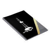 黒および金属の白い掘削装置のシルエット ノートブック (右側)