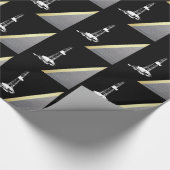 黒および金属の白い掘削装置のシルエット ラッピングペーパー (角)