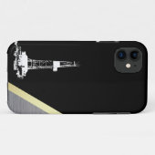 黒および金属の白い掘削装置のシルエット Case-Mate iPhoneケース (裏面(横))