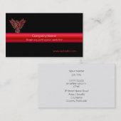 黒および金属一見のストライブ柄の赤のフェニックス 名刺 (正面/裏面)