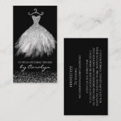 黒および銀のきらびやかな裁縫婦の名刺 名刺 (正面/裏面)