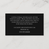 黒および銀のきらびやかな裁縫婦の名刺 名刺 (裏面)