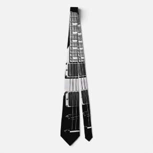 黒および銀のエレキギター音楽タイ ネクタイ