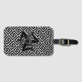 黒および銀のシシリアのTrinacria ラゲッジタグ (正面横)