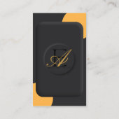 黒および黄エレガント色の3D名刺 名刺 (裏面)