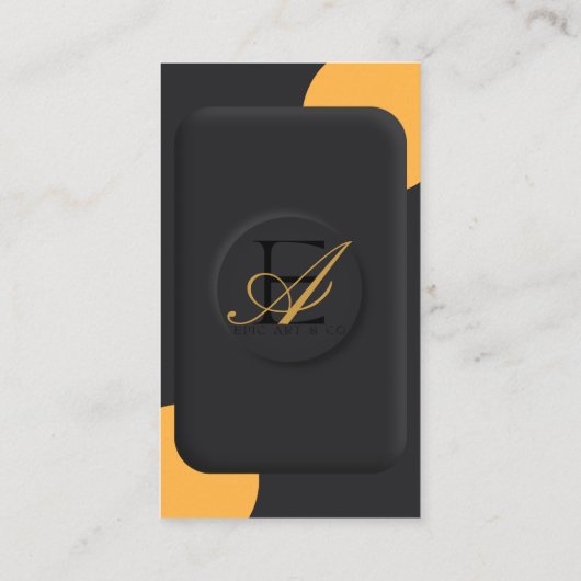 黒および黄エレガント色の3D名刺 名刺 (裏面)