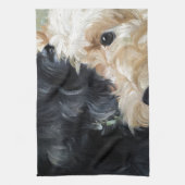 黒およびwheatenスコットランドテリアのスコッチテリアの芸術 キッチンタオル (縦)