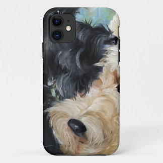 黒およびwheatenスコットランドテリアのスコッチテリアの芸術 iPhone 11 ケース