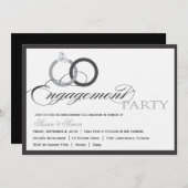 黒およびWhitemScriptの婚約パーティの招待状 招待状 (正面/裏面)