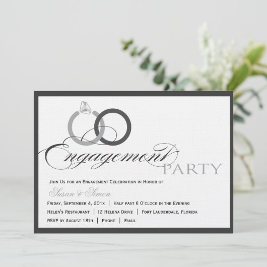 黒およびWhitemScriptの婚約パーティの招待状 招待状 (スタンド正面)