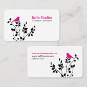 黒お洒落とピンクの鳥 名刺 (正面/裏面)