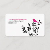 黒お洒落とピンクの鳥 名刺 (裏面)