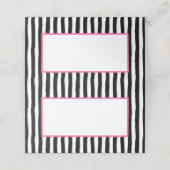 黒お洒落と白のストライプピンク プレイスカード (外部開封)