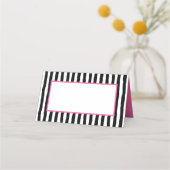 黒お洒落と白のストライプピンク プレイスカード (正面)