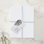 黒お洒落と白の花結婚色 ギフトタグ (より糸つき)