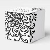 黒お洒落と白の花結婚色 フェイバーボックス (正面サイド)