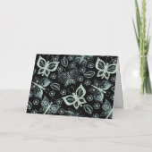 黒お洒落と白の蝶のノートカ空白のード シーズンカード (裏面)