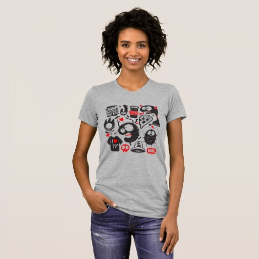 黒お洒落と赤のドードル – アイコンGraffiti Tシャツ (正面フル)