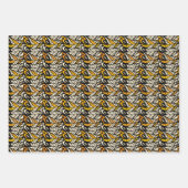 黒お洒落と金ゴールドの孔雀の羽模様 ラッピングペーパーシート (正面2)