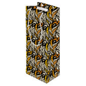 黒お洒落と金ゴールドの孔雀の羽模様 ワインギフトバッグ (裏面アングル)