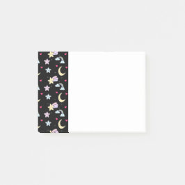 黒お洒落に浮かぶ月、星、雲のパターン ポストイット