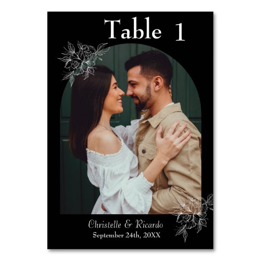 黒お洒落の結婚写真表の番号 テーブルナンバー (裏面)