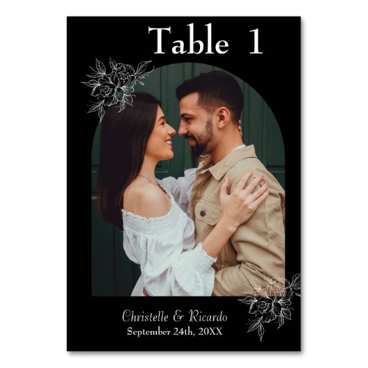 黒お洒落の結婚写真表の番号 テーブルナンバー (正面)