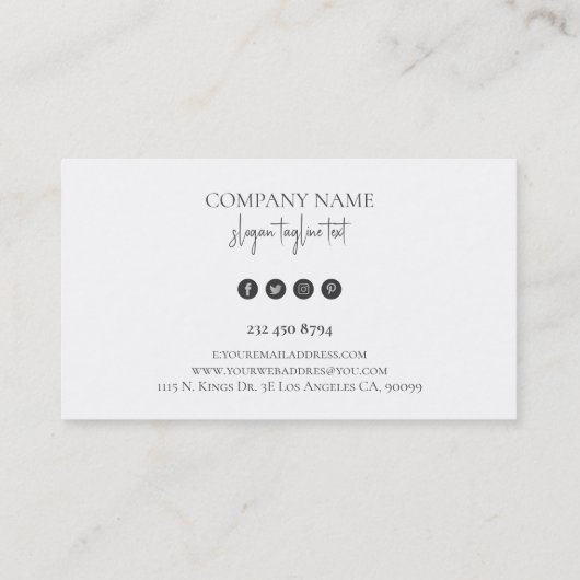 黒お洒落カスタムタイポグラフィオン白 名刺 (裏面)