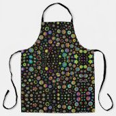 黒お洒落カラフル花 エプロン (正面)