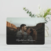 黒お洒落タイポグラフィフォト結婚ズ 招待状 (スタンド正面)