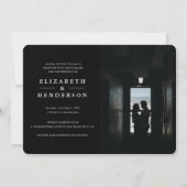 黒お洒落タイポグラフィフォト結婚ズ 招待状 (裏面)