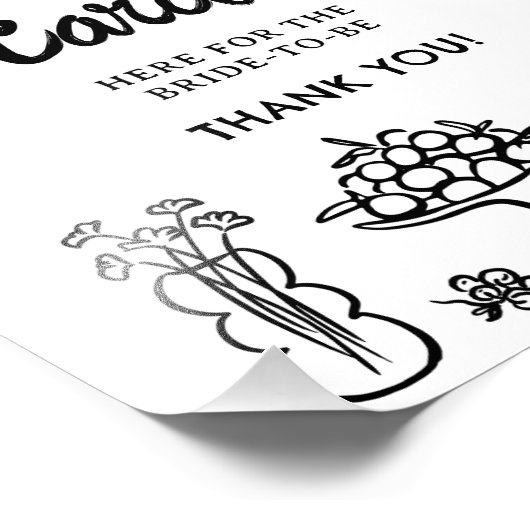 黒お洒落ブライダルシャワー描レシピ標識 フォトプリント            (角)