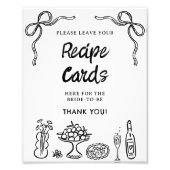 黒お洒落ブライダルシャワー描レシピ標識 フォトプリント            (正面)