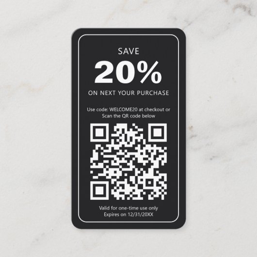 黒お洒落ミニマルモダンロイヤリティ割引クーポン 割引カード (正面)