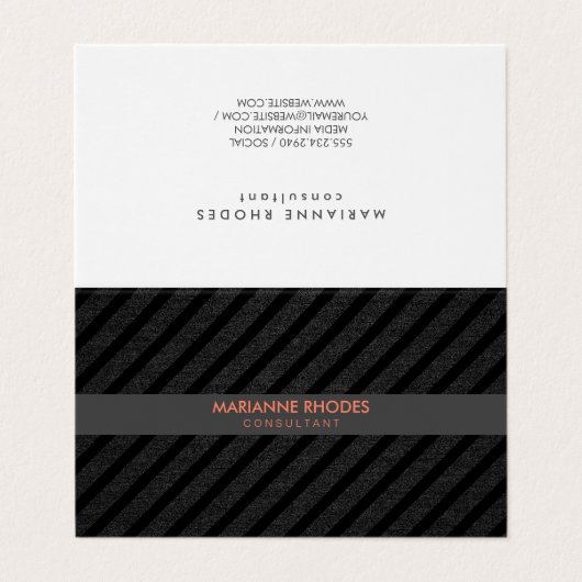 黒お洒落モダンデニムストライプ 名刺 (外部フラット)