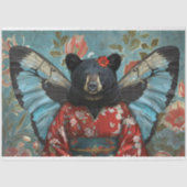 黒お洒落ヴィンテージフローラベアデコパージュ 薄葉紙 (正面)