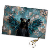 黒お洒落ヴィンテージフローラベアデコパージュ 薄葉紙