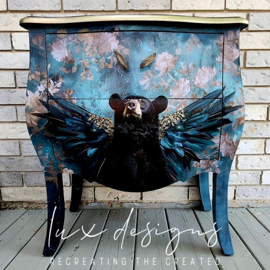 黒お洒落ヴィンテージフローラベアデコパージュ 薄葉紙