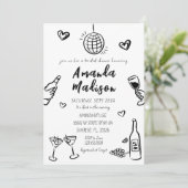 黒お洒落手引きワインブライダルシャワー 招待状 (スタンド正面)