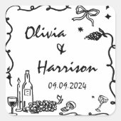 黒お洒落手引き結婚の スクエアシール (正面)