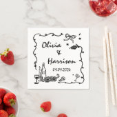 黒お洒落手引き結婚の スタンダードカクテルナプキン (インサイチュ)