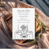 黒お洒落手描きトレンディー結婚ズ 招待状