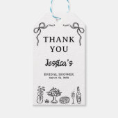 黒お洒落手描きブライダルシャワー ギフトタグ (正面)