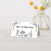 黒お洒落手描きブライダルシャワー プレイスカード (裏面)