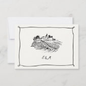 黒お洒落手描きヴィンヤ結婚ード 出欠カード (裏面)